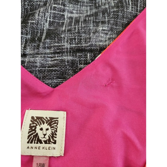 Anne Klein 18W Red Pink Navy Wave Stripe A Line Flare dress Work Cocktail - Picture 7 of 9